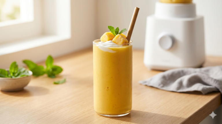 The Ultimate 3-Ingredient Creamy Mango Smoothie (5 Minutes!)