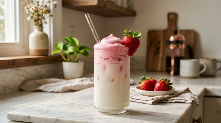 Aesthetic 3-Ingredient Whipped Strawberry Milk