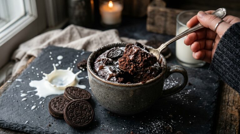 The 1-Minute Microwave Oreo Mug Cake (Only 2 Ingredients!)